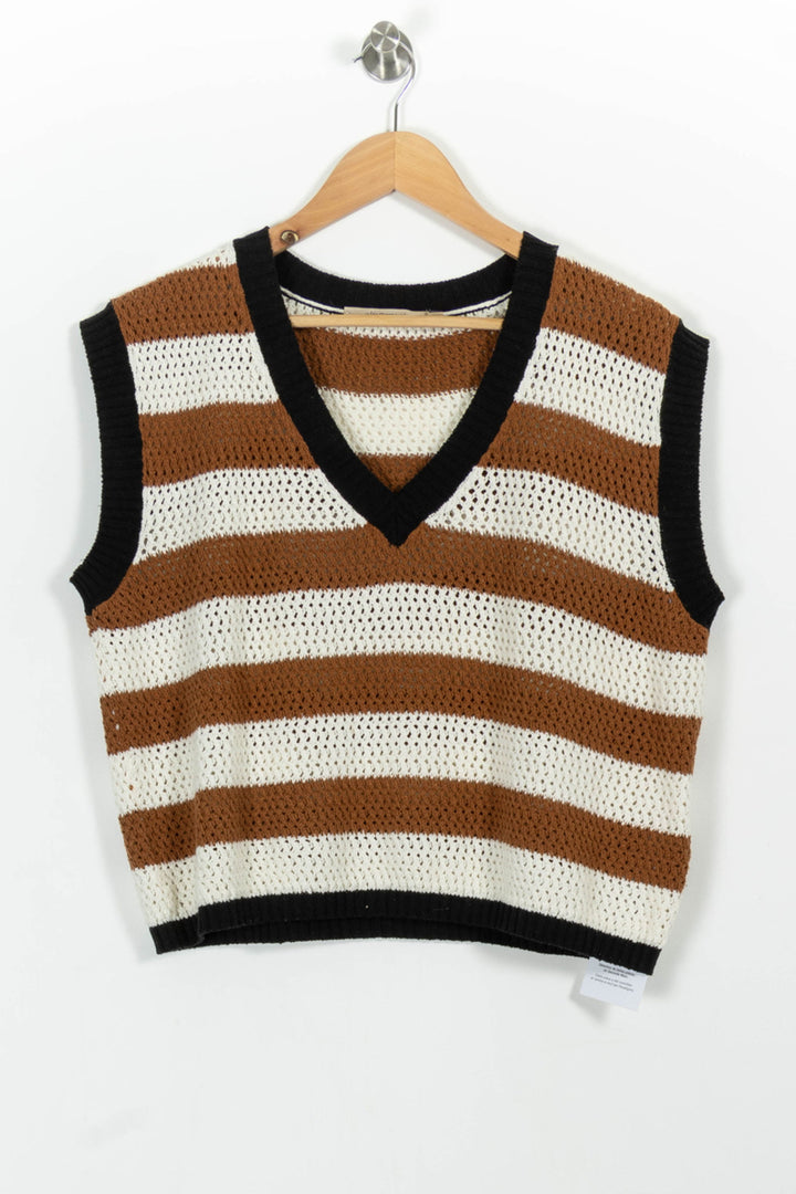 Débardeur Marron et Blanc - Taille L/40 de la marque La Fée Maraboutée | PARAD101097 - Vendu par Paradigme - Image 2