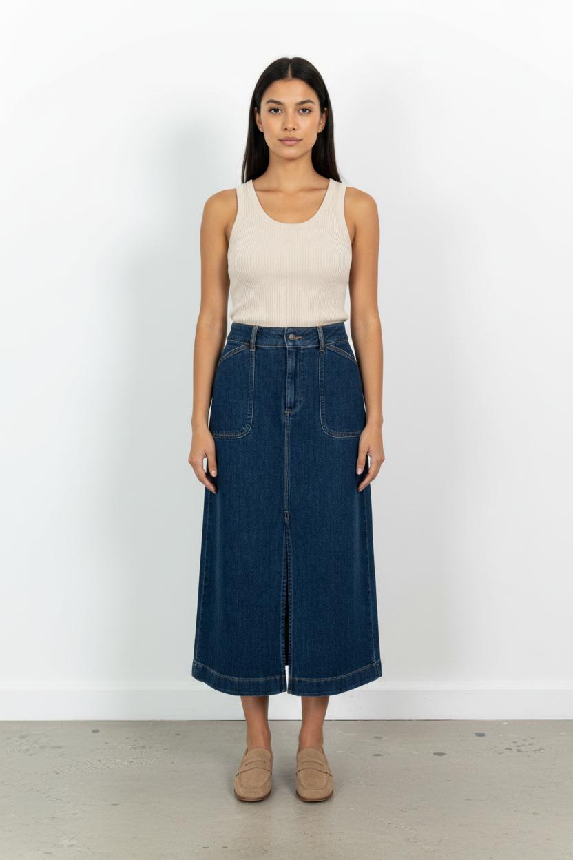 Jupe Longue Bleue - Taille M/38 de la marque La Fée Maraboutée | PARAD101098 - Vendu par Paradigme - Image 1
