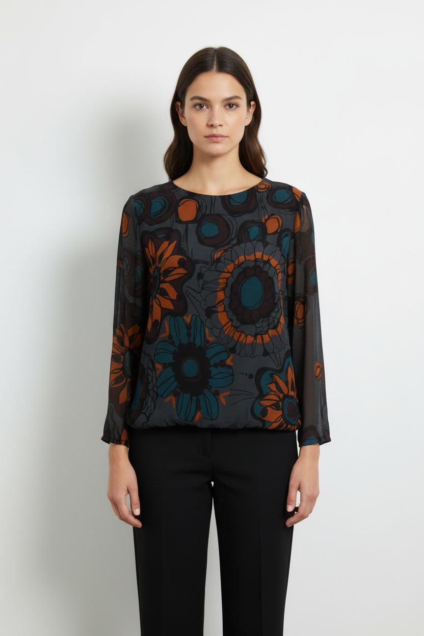 Blouse Noire et Orange - Taille M/38 de la marque La Fée Maraboutée | PARAD101099 - Vendu par Paradigme - Image 1