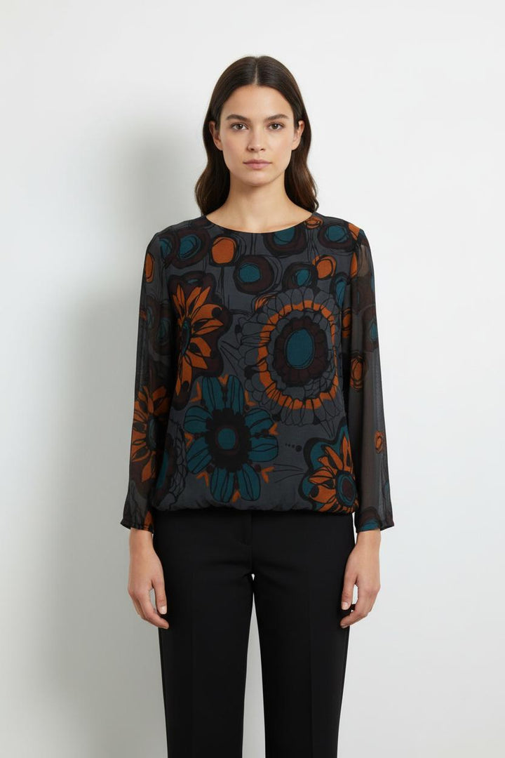 Blouse Noire et Orange - Taille M/38 de la marque La Fée Maraboutée | PARAD101099 - Vendu par Paradigme - Image 1