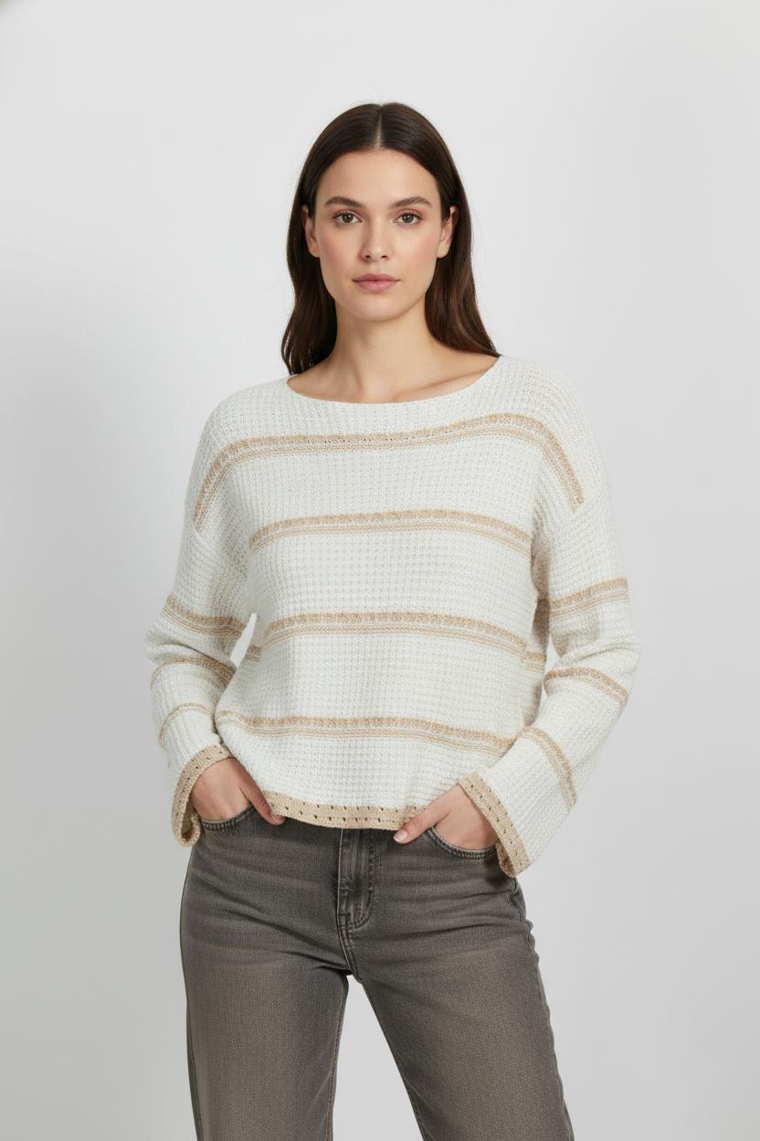 Pull Écru et Beige - Taille S/36 de la marque La Fée Maraboutée | PARAD101100 - Vendu par Paradigme - Image 1