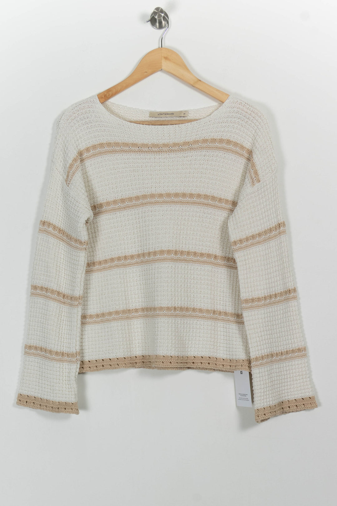 Pull Écru et Beige - Taille S/36 de la marque La Fée Maraboutée | PARAD101100 - Vendu par Paradigme - Image 2