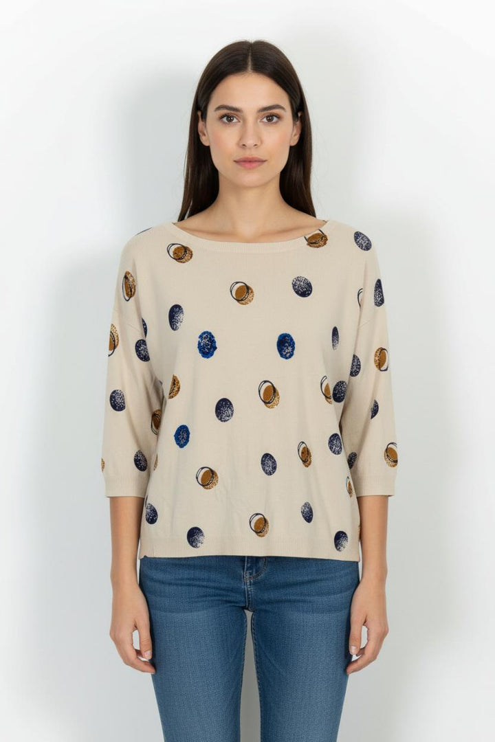 Pull Beige et Bleu - Taille XS/34 de la marque La Fée Maraboutée | PARAD101101 - Vendu par Paradigme - Image 1