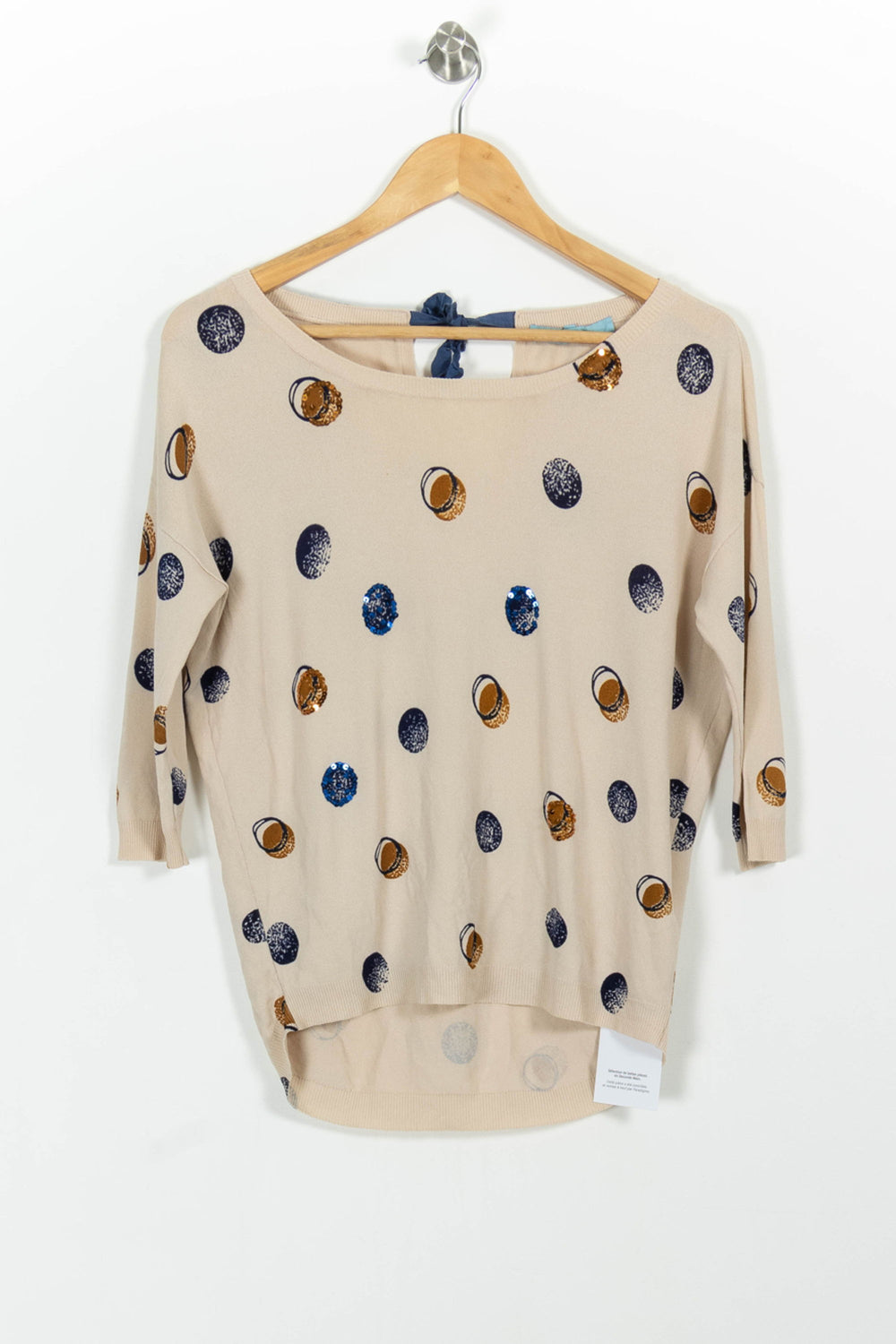 Pull Beige et Bleu - Taille XS/34 de la marque La Fée Maraboutée | PARAD101101 - Vendu par Paradigme - Image 2