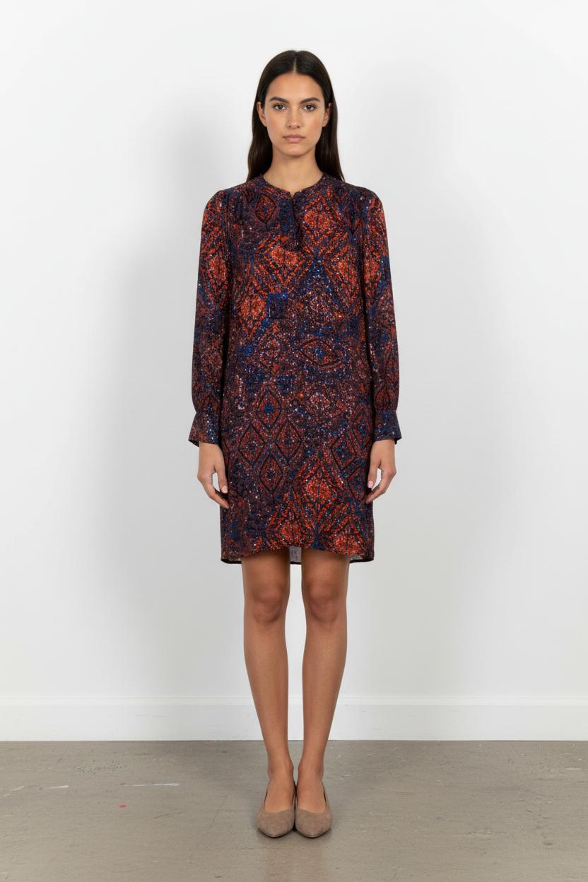 Robe Droite Rouge et Bleue - Taille M/38 de la marque La Fée Maraboutée | PARAD101102 - Vendu par Paradigme - Image 1