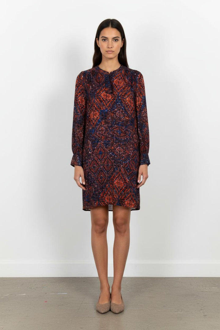 Robe Droite Rouge et Bleue - Taille M/38 de la marque La Fée Maraboutée | PARAD101102 - Vendu par Paradigme - Image 1