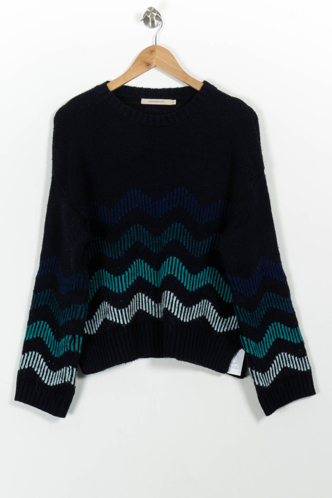 Pull Bleu et Vert - Taille S/36 de la marque La Fée Maraboutée | PARAD101106 - Vendu par Paradigme - Image 2