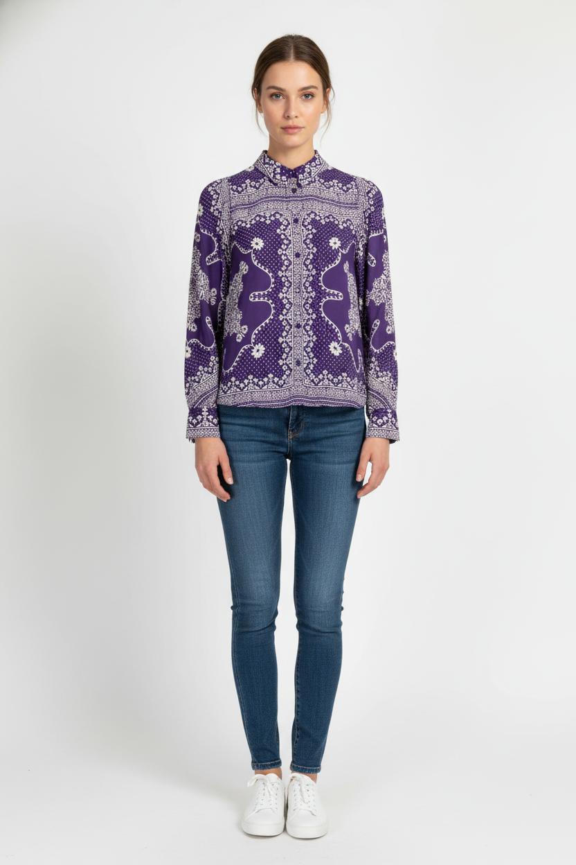 Chemise Violette et Blanche - Taille XS/34 de la marque Sézane | PARAD101139 - Vendu par Paradigme - Image 1