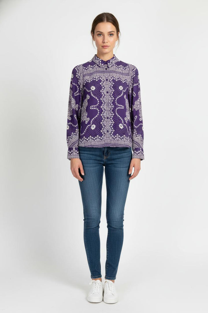 Chemise Violette et Blanche - Taille XS/34 de la marque Sézane | PARAD101139 - Vendu par Paradigme - Image 1