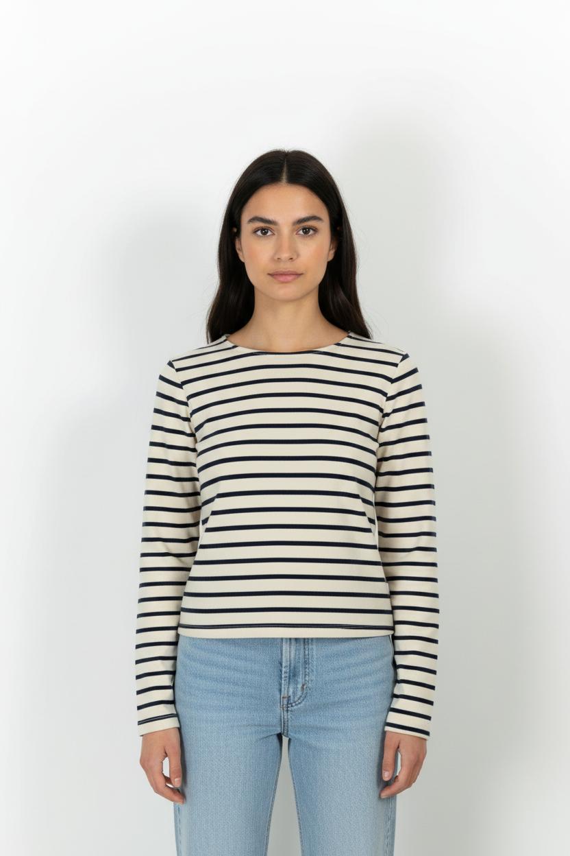 Marinière Écrue et Marine - Taille M/38 de la marque Rosaé Paris | PARAD101145 - Vendu par Paradigme - Image 1