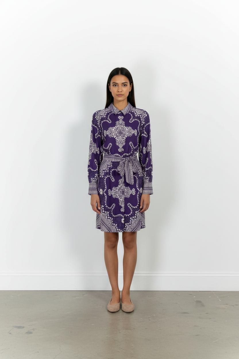 Robe Chemise Violette et Blanche - Taille XS/34 de la marque Petite Mendigote | PARAD101146 - Vendu par Paradigme - Image 1