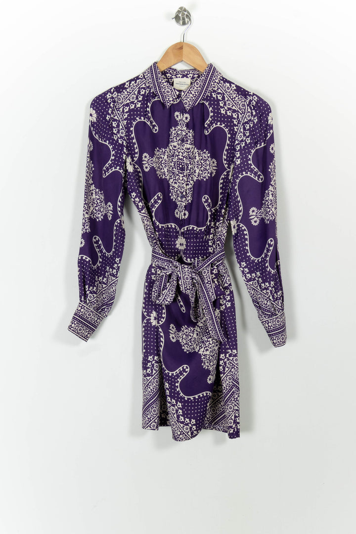 Robe Chemise Violette et Blanche - Taille XS/34 de la marque Petite Mendigote | PARAD101146 - Vendu par Paradigme - Image 2