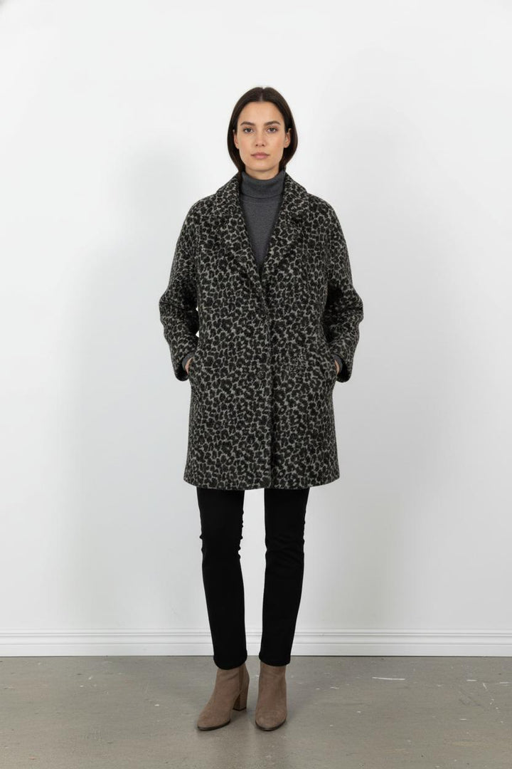 Manteau Léopard Noir et Beige - Taille S/36 de la marque IKKS | PARAD101169 - Vendu par Paradigme - Image 1