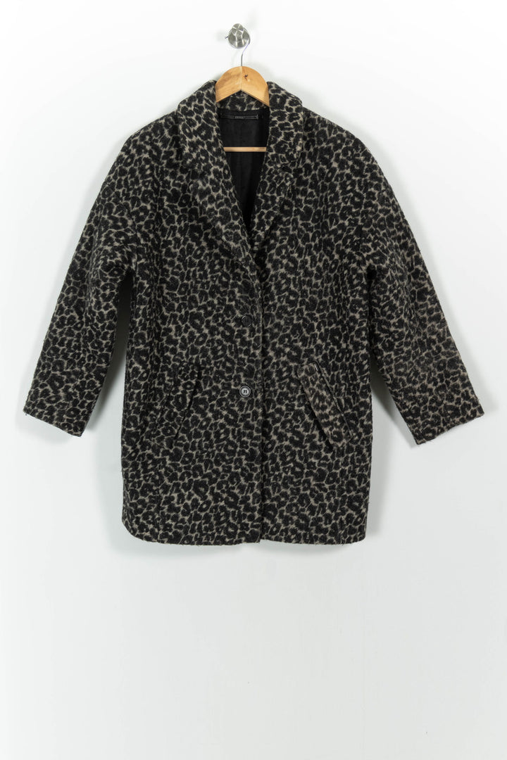 Manteau Léopard Noir et Beige - Taille S/36 de la marque IKKS | PARAD101169 - Vendu par Paradigme - Image 2