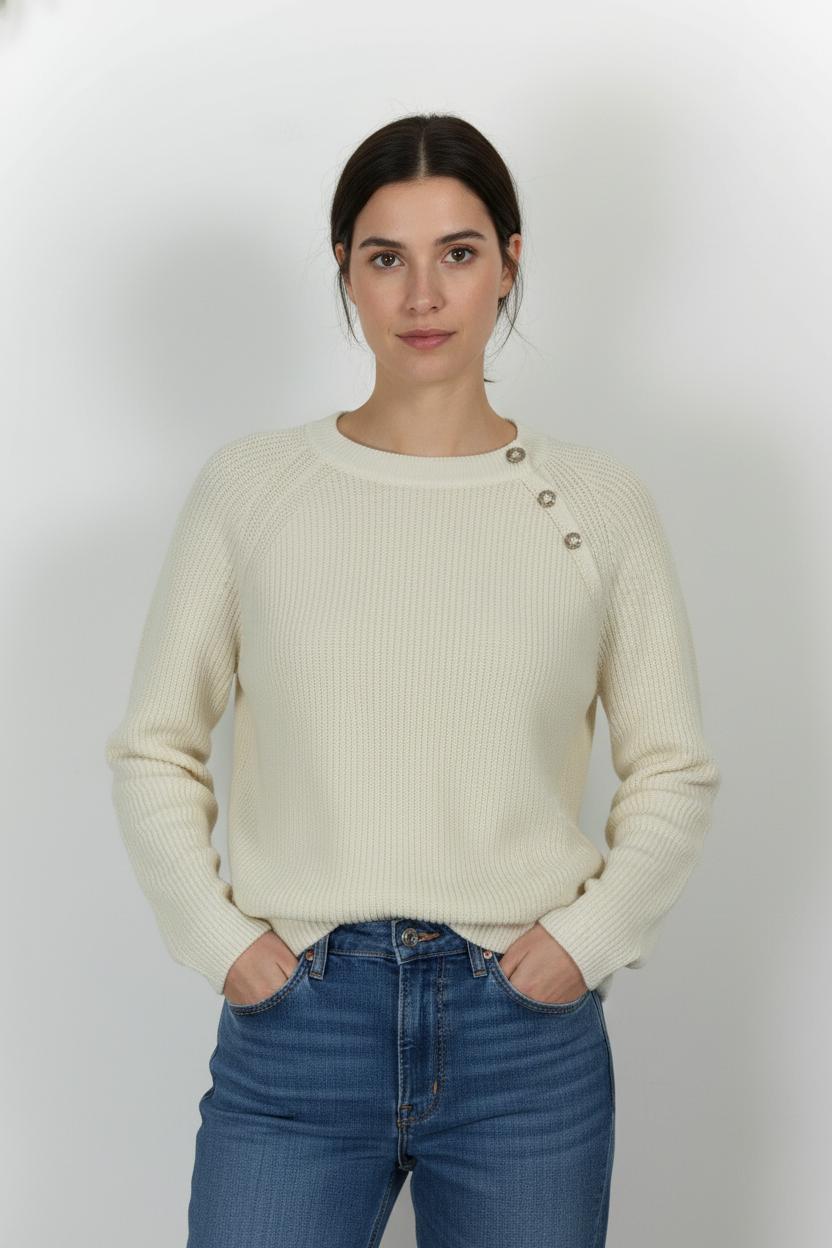 Pull Blanc - Taille M/38 de la marque La Fée Maraboutée | PARAD101173 - Vendu par Paradigme - Image 1