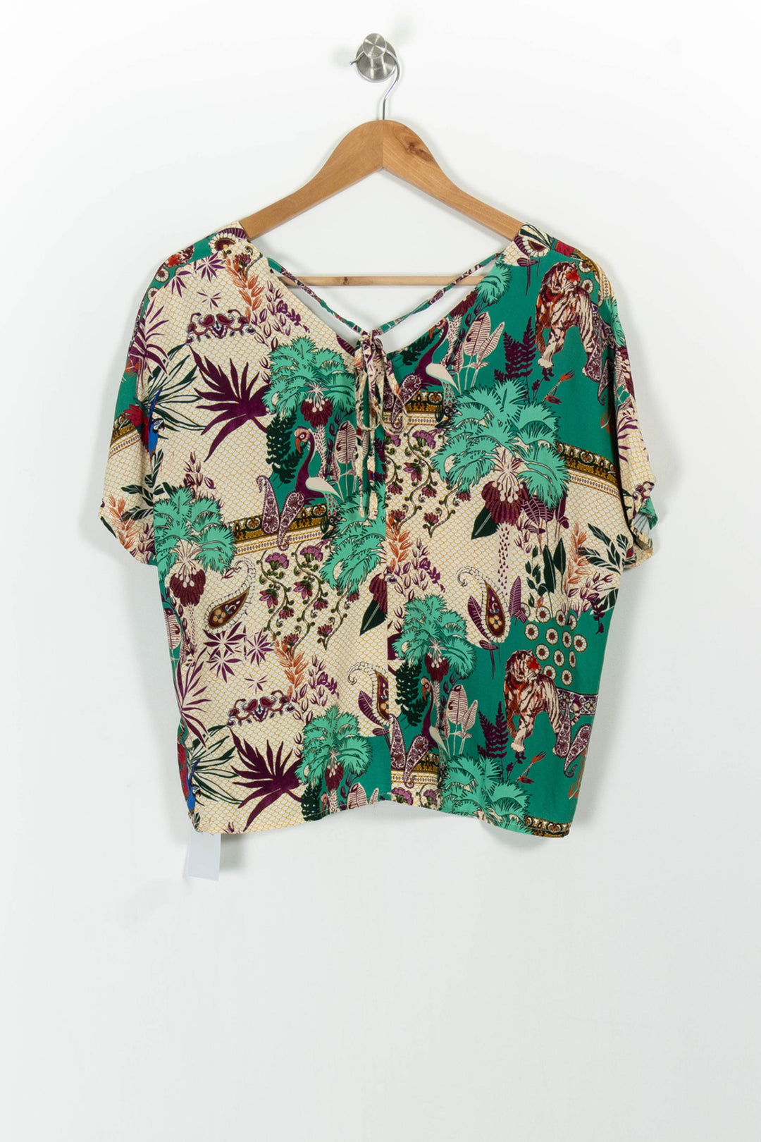 Blouse Verte et Beige - Taille S/36 de la marque La Fée Maraboutée | PARAD101235 - Vendu par Paradigme - Image 4