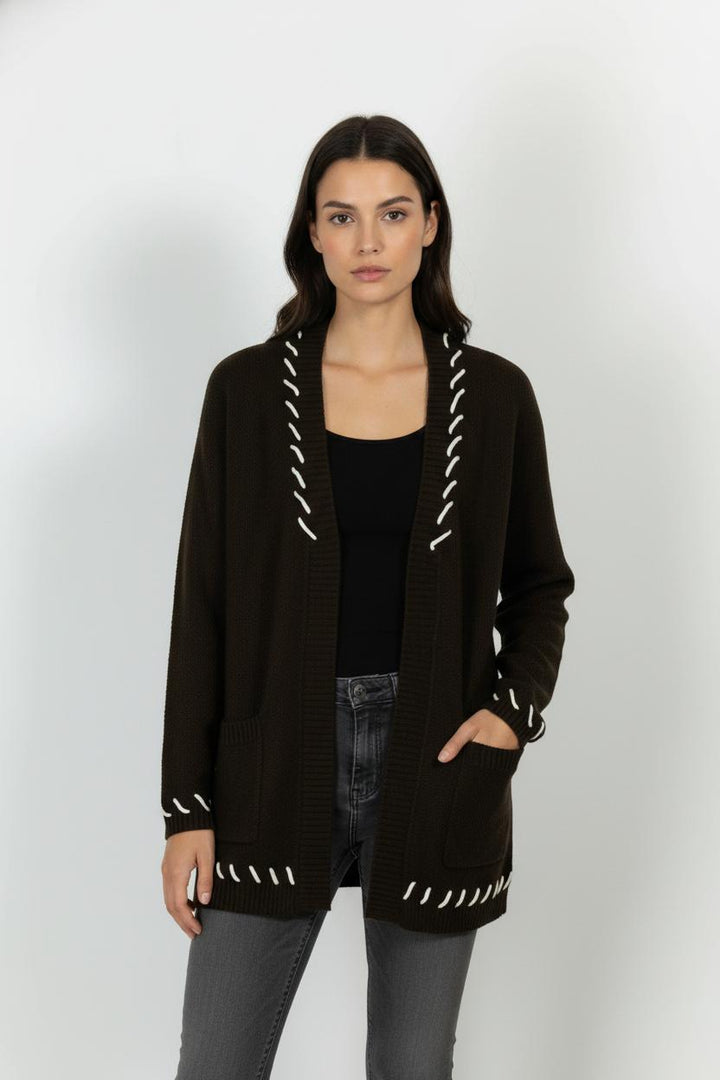 Cardigan Marron et Blanc - Taille S/36 de la marque Karl Marc John | PARAD101262 - Vendu par Paradigme - Image 1