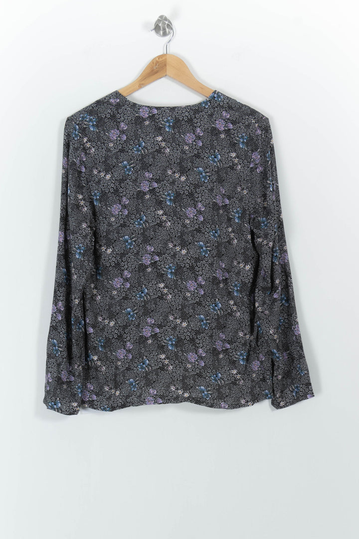Blouse Fleurie Noire et Bleue - Taille S/36 de la marque Karl Marc John | PARAD101268 - Vendu par Paradigme - Image 4