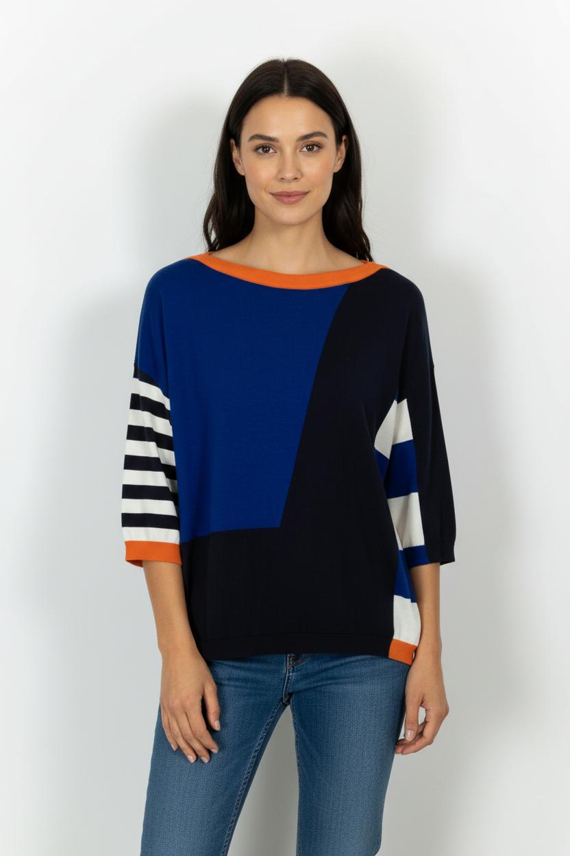 Pull Bleu et Noir - Taille L/40 de la marque Weekend Max Mara | PARAD101289 - Vendu par Paradigme - Image 1