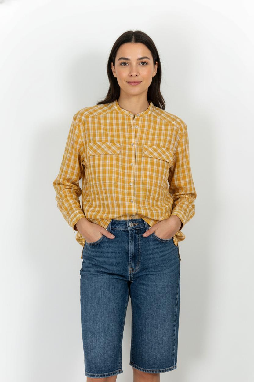Chemise À Carreaux Jaune et Blanche - Taille XS/34 de la marque Karl Marc John | PARAD101293 - Vendu par Paradigme - Image 1