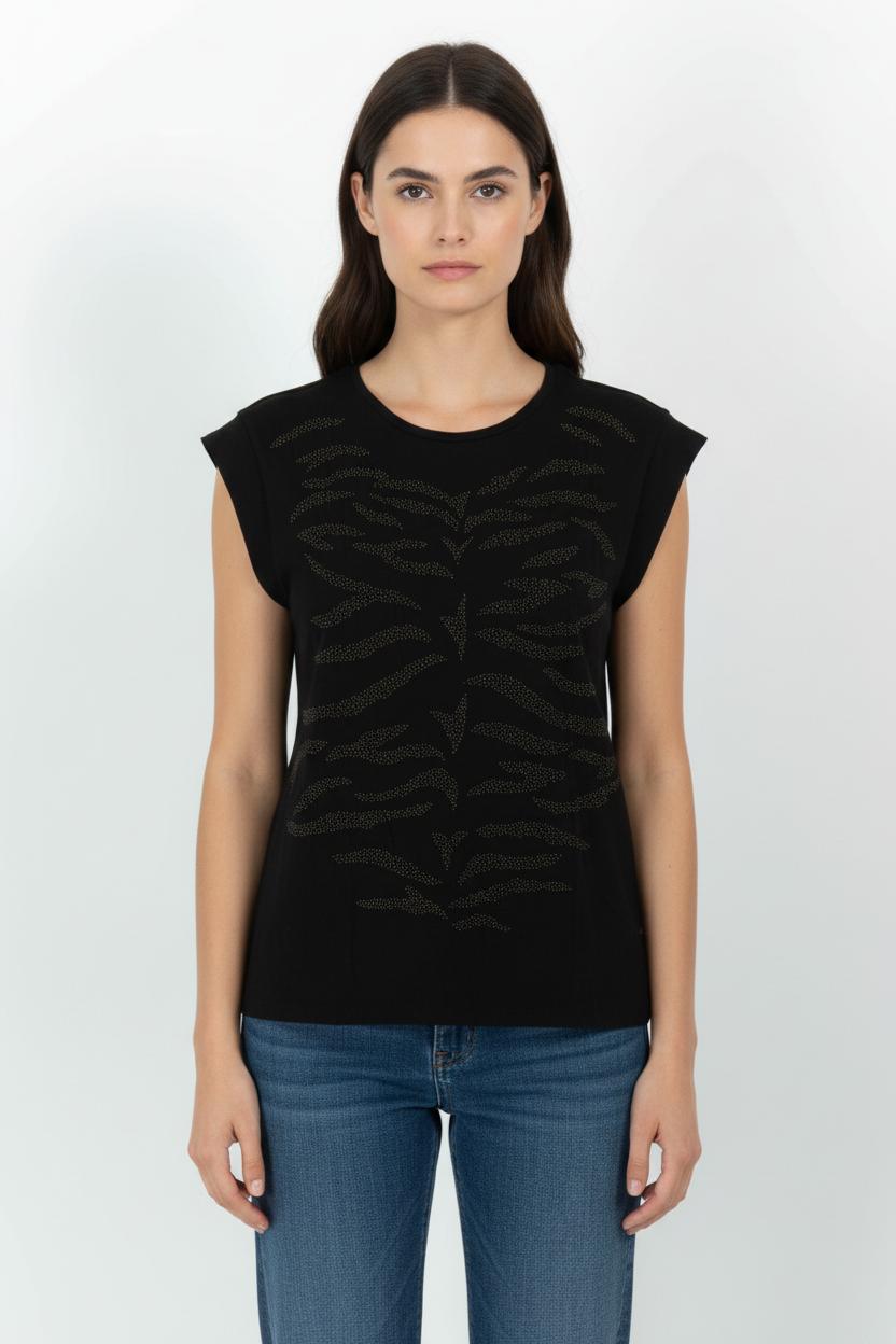 Tee-shirt Noir - Taille M/38 de la marque IKKS | PARAD101301 - Vendu par Paradigme - Image 1