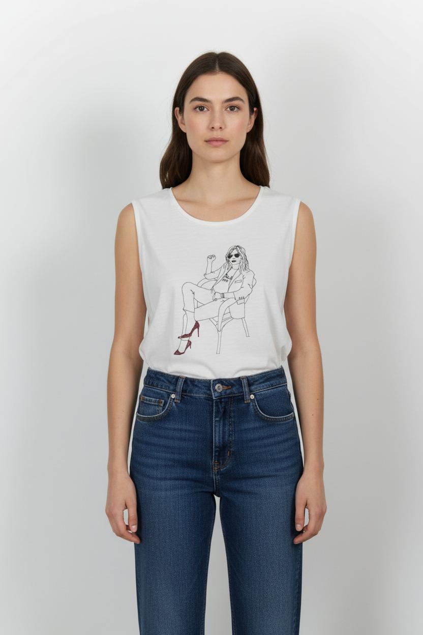 Débardeur Blanc - Taille S/36 de la marque IKKS | PARAD101316 - Vendu par Paradigme - Image 1