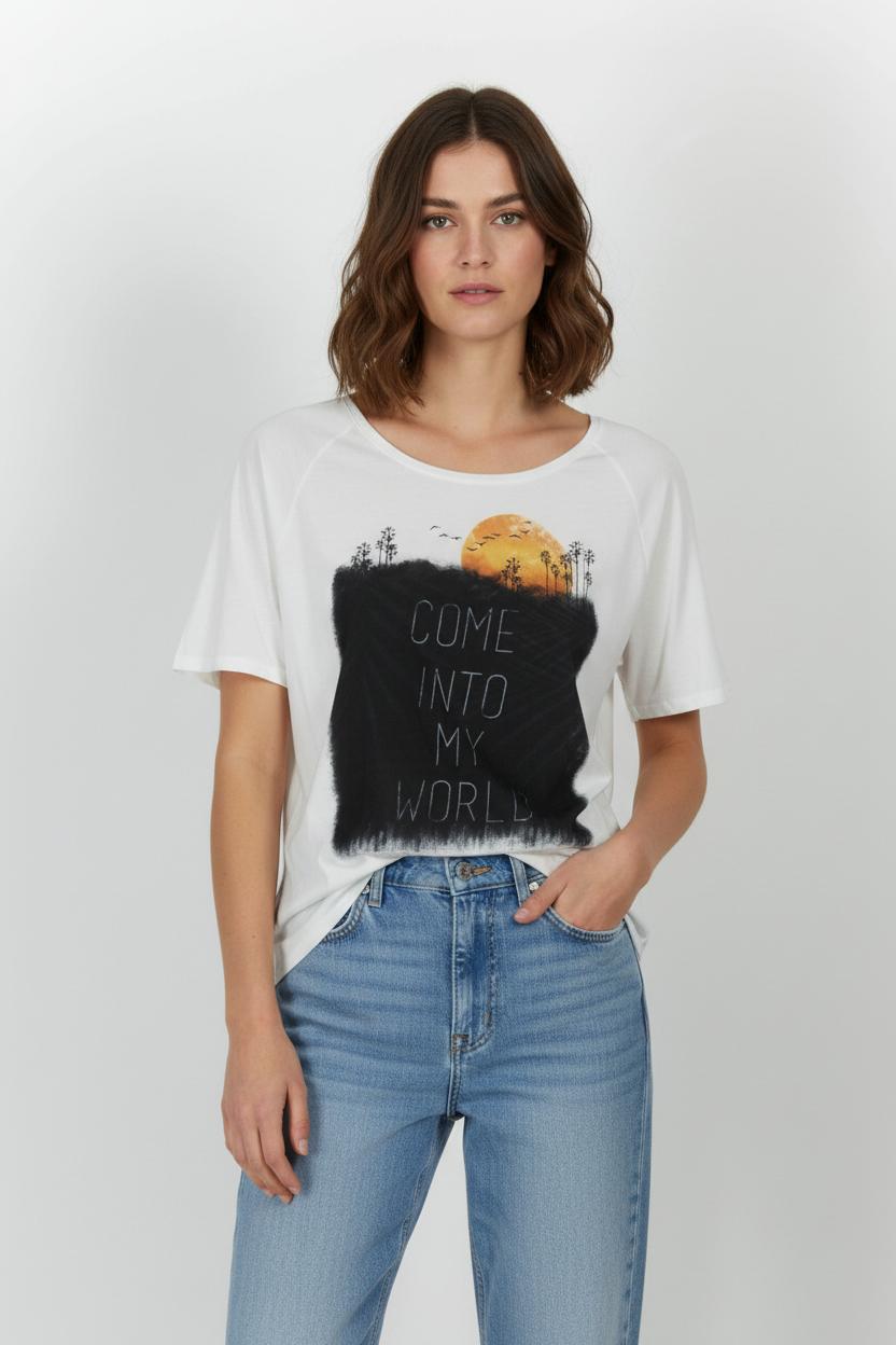 T-shirt Blanc et Noir - Taille M/38 de la marque IKKS | PARAD101332 - Vendu par Paradigme - Image 1