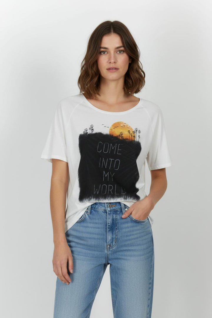 T-shirt Blanc et Noir - Taille M/38 de la marque IKKS | PARAD101332 - Vendu par Paradigme - Image 1