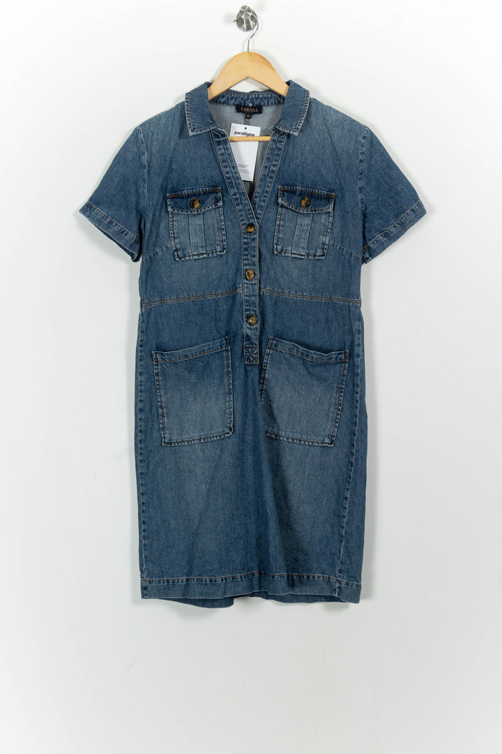 Robe Chemise Bleue - Taille L/40 de la marque Caroll | PARAD101338 - Vendu par Paradigme - Image 2
