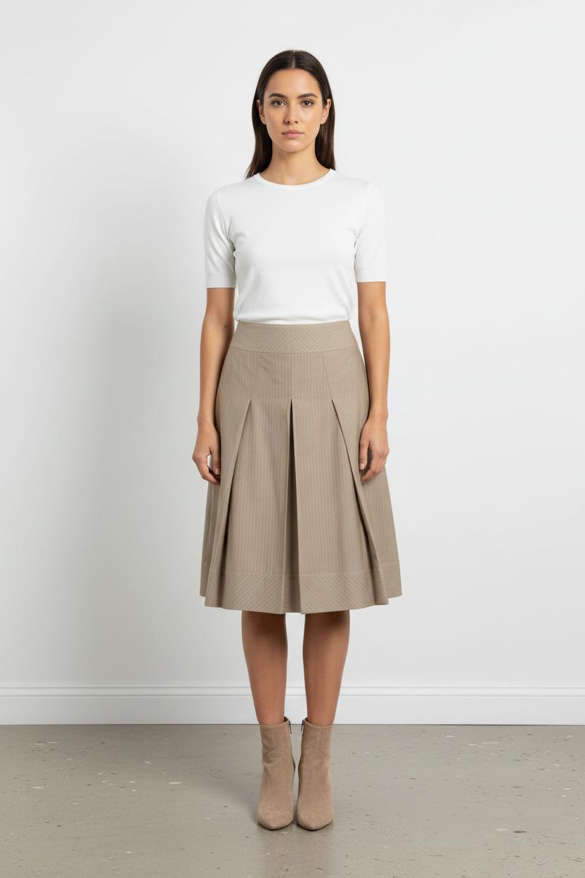 Jupe Plissée Beige - Taille L/40 de la marque Paule Ka | PARAD101344 - Vendu par Paradigme - Image 1