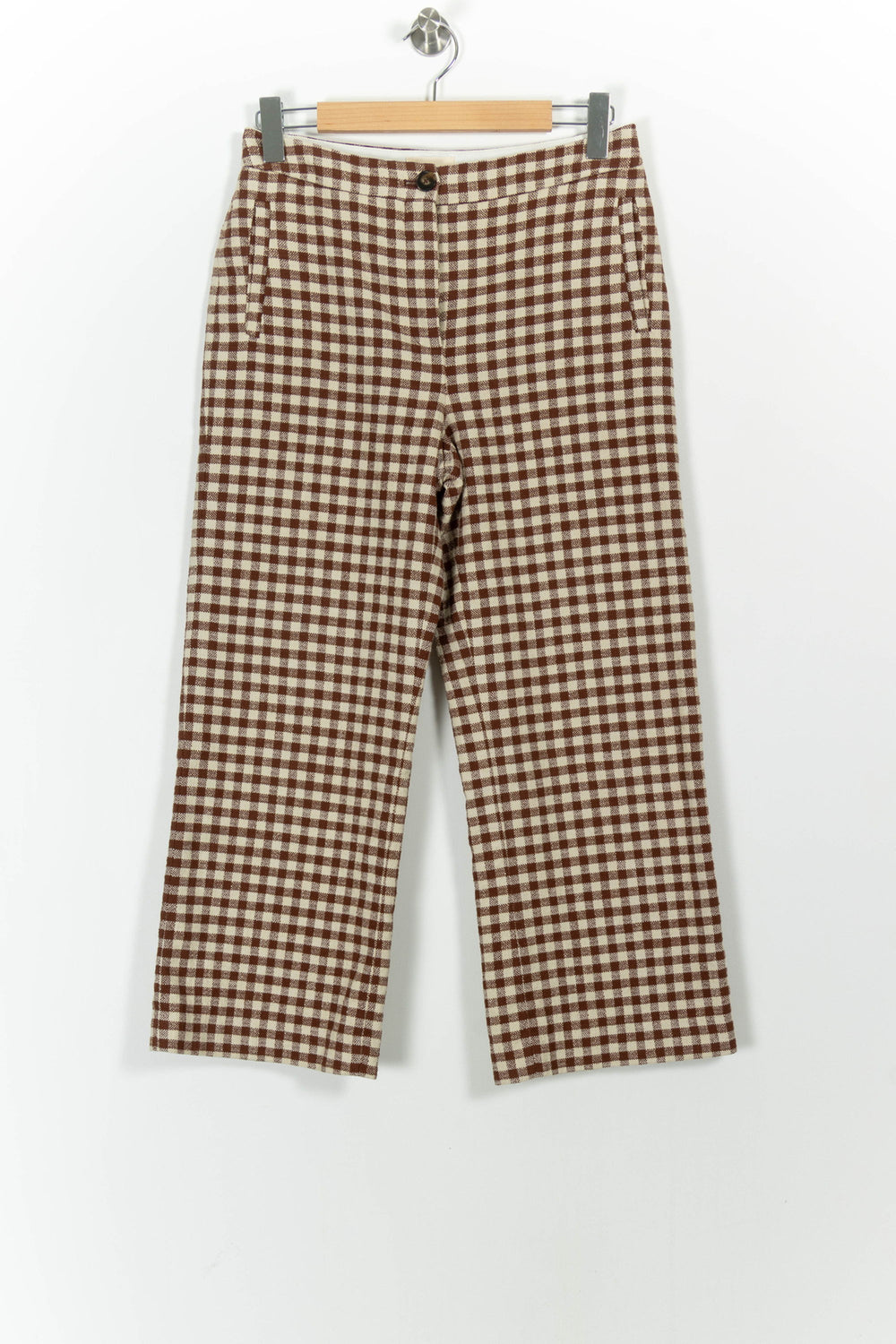 Pantalon Carreaux Marron et Beige - Taille M/38 de la marque Sézane | PARAD101352 - Vendu par Paradigme - Image 2