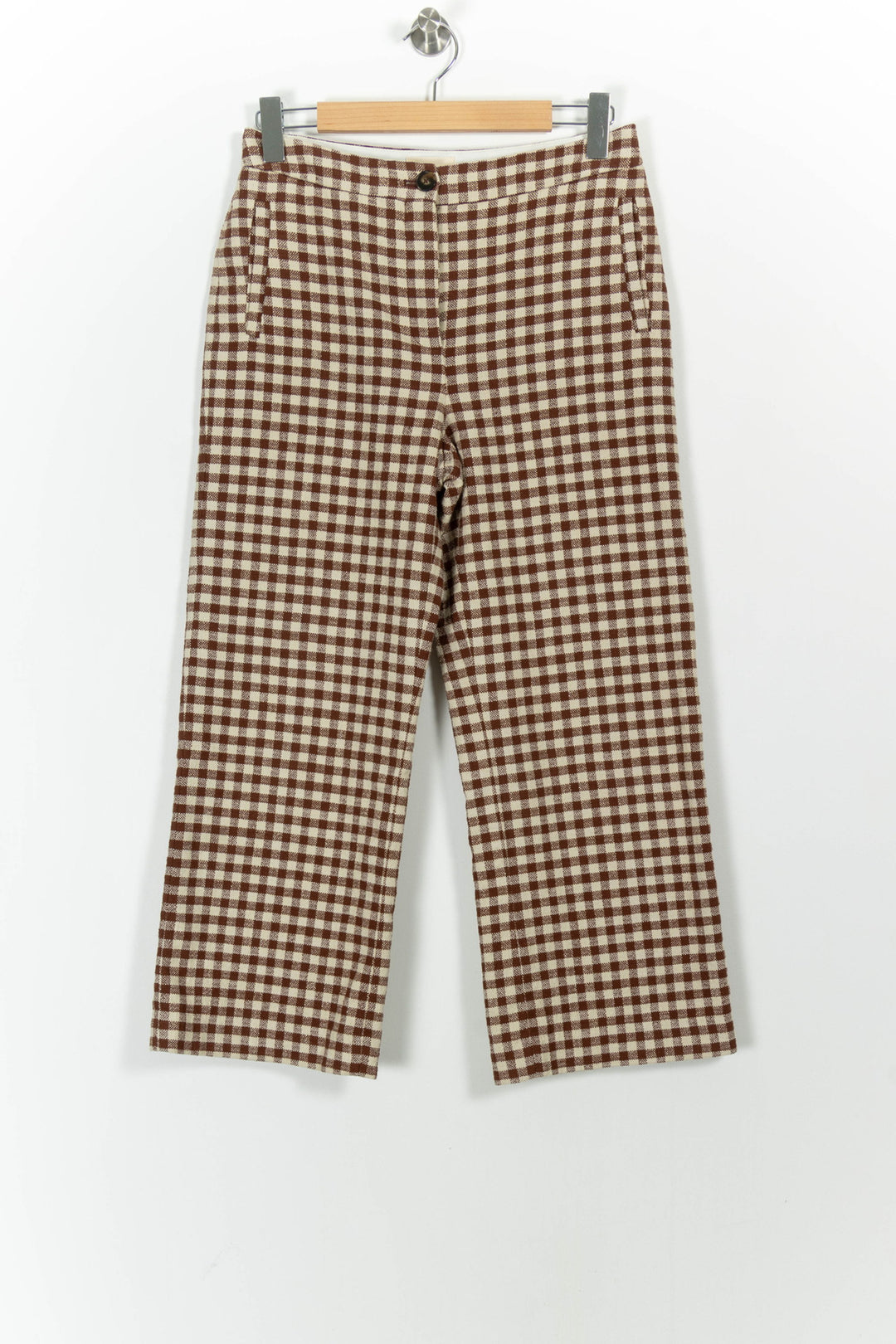 Pantalon Carreaux Marron et Beige - Taille M/38 de la marque Sézane | PARAD101352 - Vendu par Paradigme - Image 2