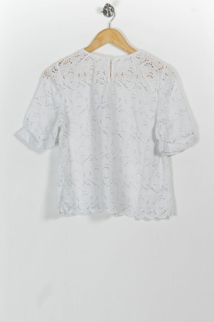 Blouse Brodée Blanche - Taille S/36 de la marque Sézane | PARAD101355 - Vendu par Paradigme - Image 4