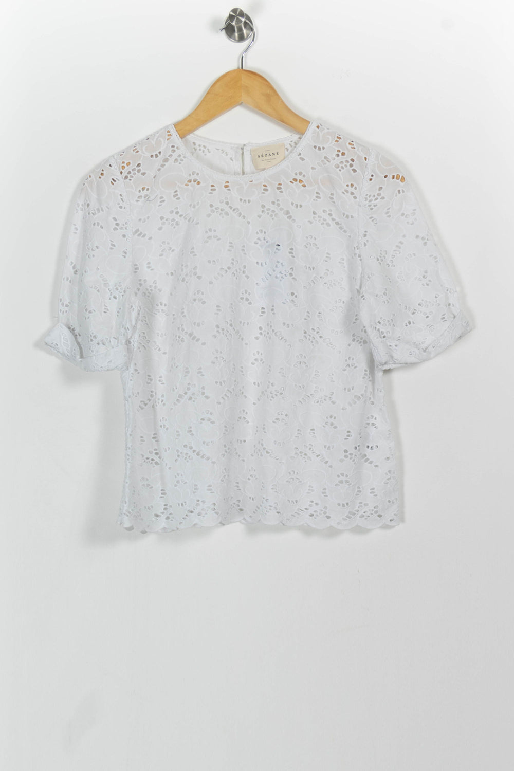 Blouse Brodée Blanche - Taille S/36 de la marque Sézane | PARAD101355 - Vendu par Paradigme - Image 2