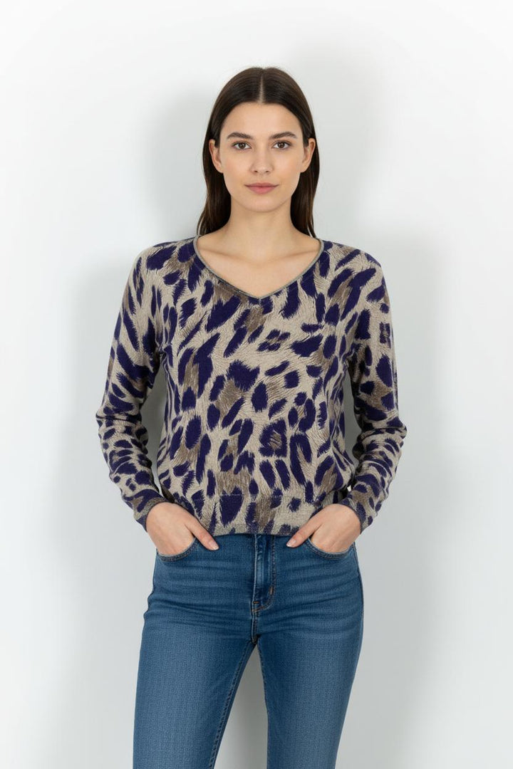 Pull Bleu et Beige - Taille S/36 de la marque One Step | PARAD101398 - Vendu par Paradigme - Image 1