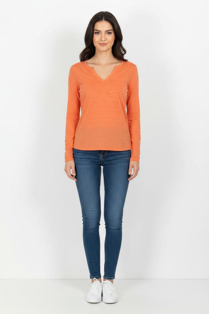 T-shirt Manches Longues Orange - Taille XS/34 de la marque Bérénice | PARAD101403 - Vendu par Paradigme - Image 1