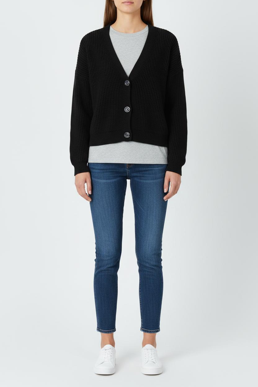 Cardigan Noir - Taille L/40 de la marque La Fée Maraboutée | PARAD101414 - Vendu par Paradigme - Image 1