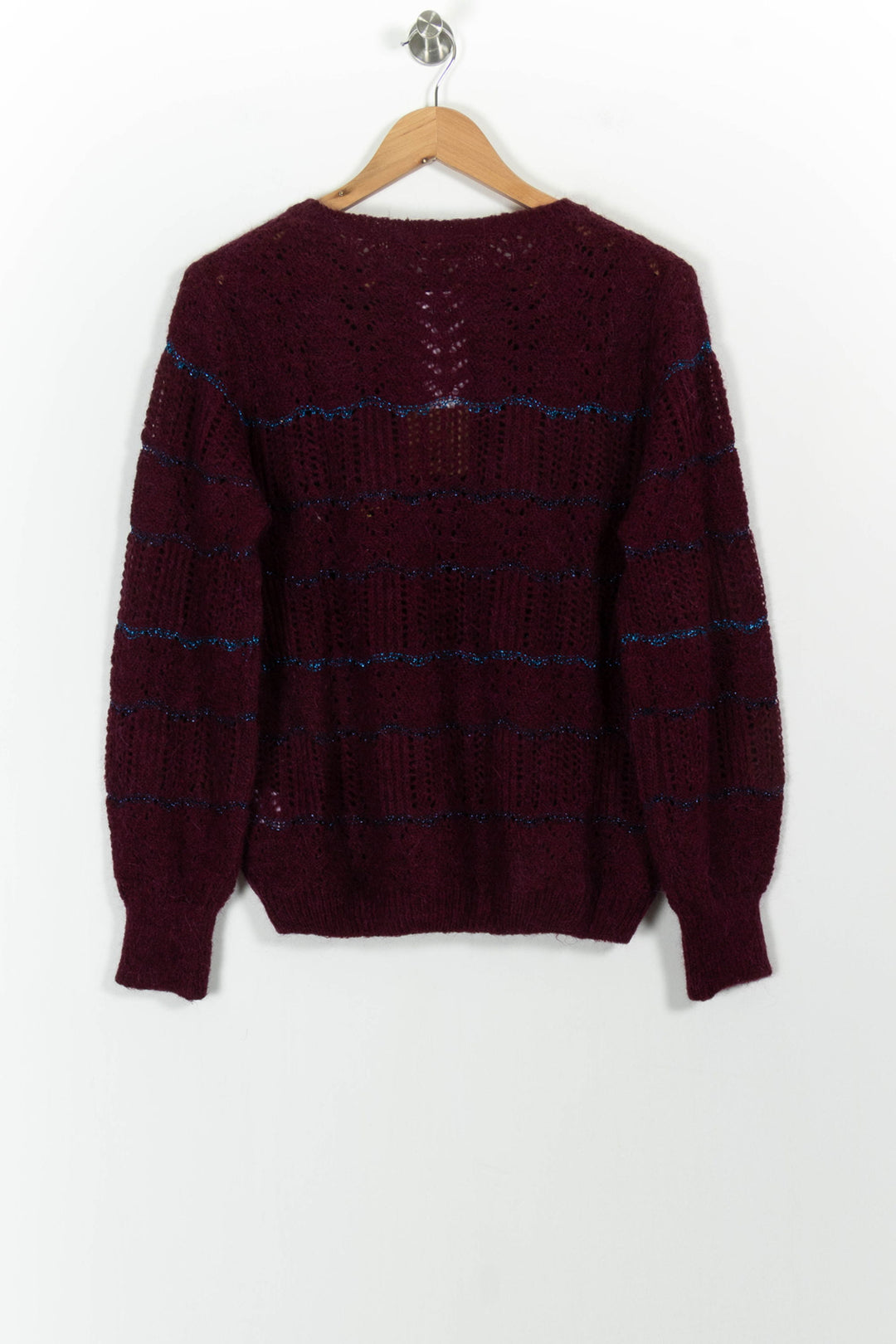 Pull Bordeaux et Bleu - Taille L/40 de la marque La Fée Maraboutée | PARAD101418 - Vendu par Paradigme - Image 4
