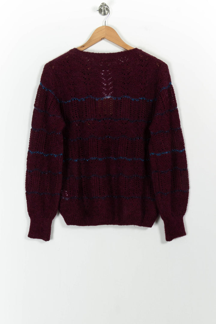 Pull Bordeaux et Bleu - Taille L/40 de la marque La Fée Maraboutée | PARAD101418 - Vendu par Paradigme - Image 4