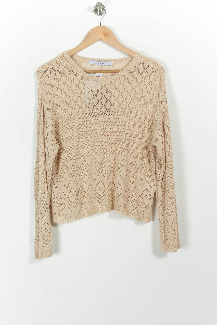 Pull En Maille Beige - Taille L/40 de la marque La Fée Maraboutée | PARAD101421 - Vendu par Paradigme - Image 2