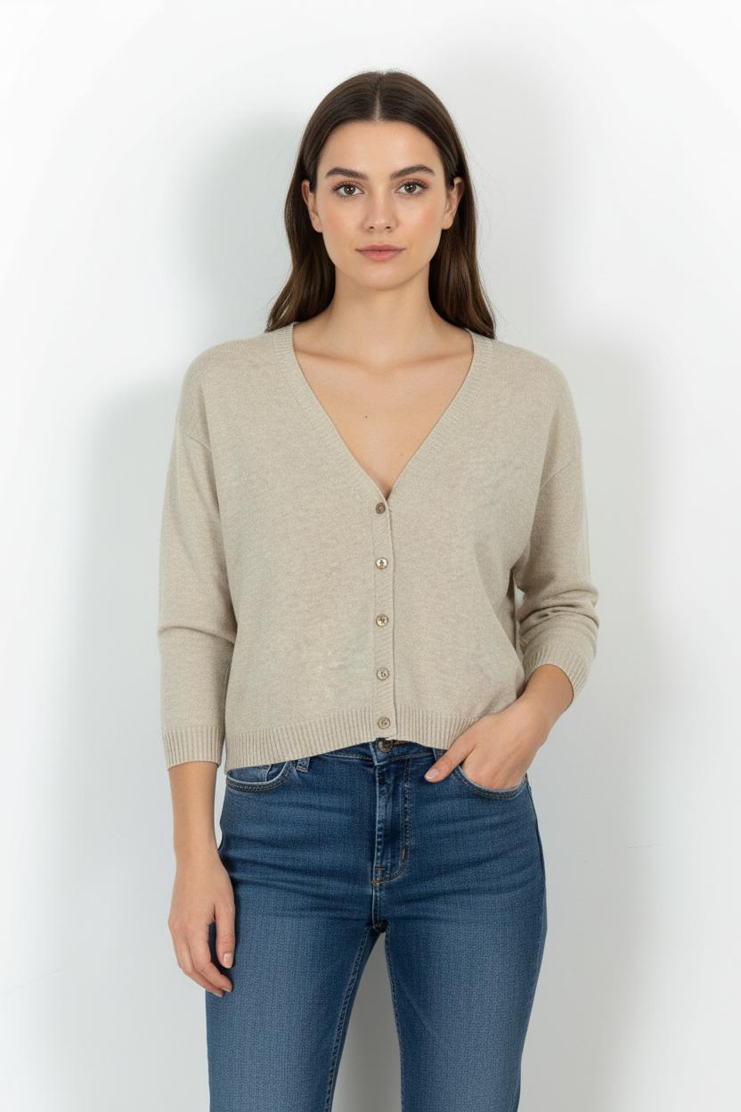 Cardigan Beige - Taille L/40 de la marque La Fée Maraboutée | PARAD101427 - Vendu par Paradigme - Image 1