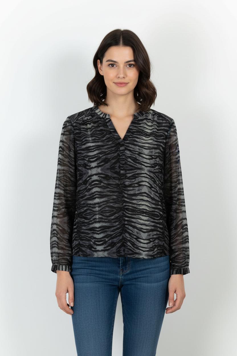 Blouse Grise et Noire - Taille M/38 de la marque ZAPA | PARAD101429 - Vendu par Paradigme - Image 1