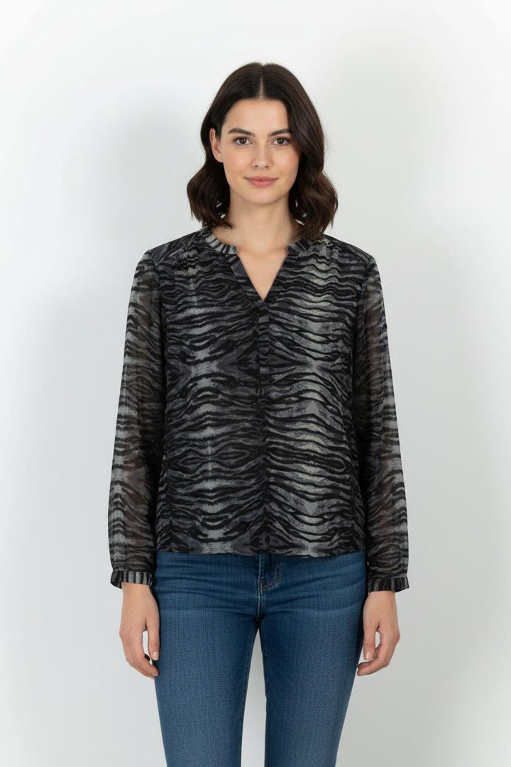 Blouse Grise et Noire - Taille M/38 de la marque ZAPA | PARAD101429 - Vendu par Paradigme - Image 1