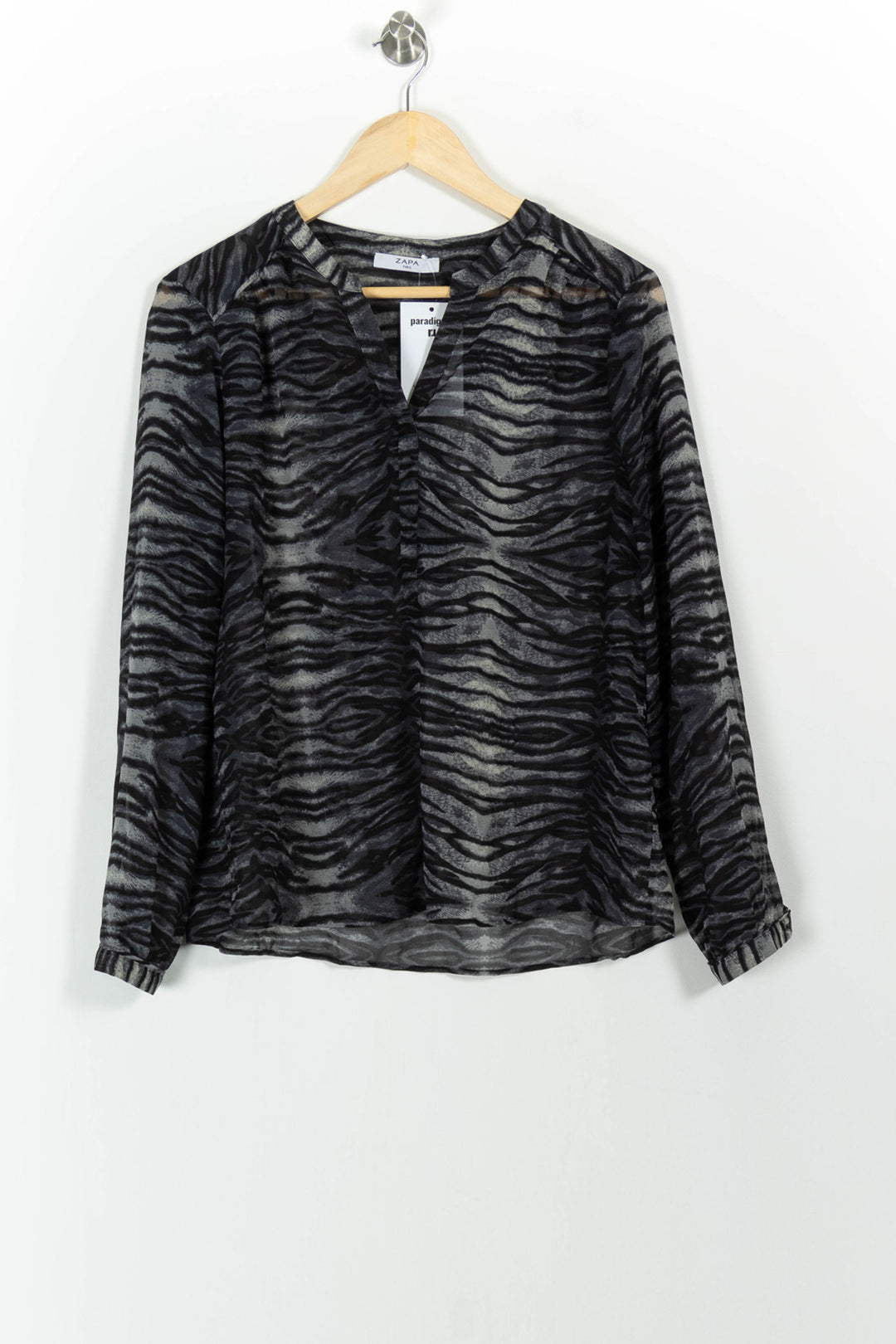 Blouse Grise et Noire - Taille M/38 de la marque ZAPA | PARAD101429 - Vendu par Paradigme - Image 2