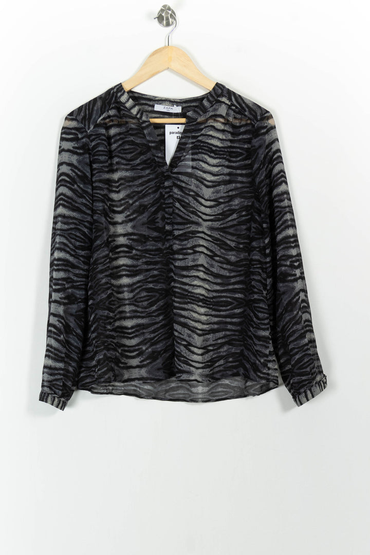 Blouse Grise et Noire - Taille M/38 de la marque ZAPA | PARAD101429 - Vendu par Paradigme - Image 2