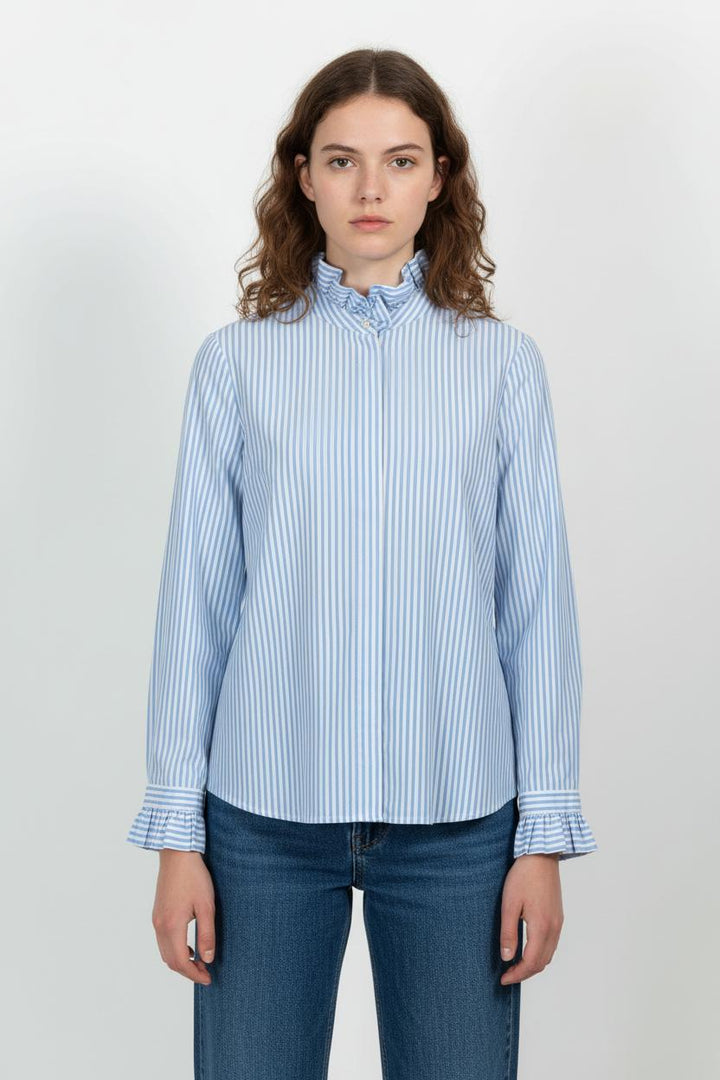 Chemise Rayée Bleue et Blanche - Taille S/36 de la marque Claudie Pierlot | PARAD101439 - Vendu par Paradigme - Image 1