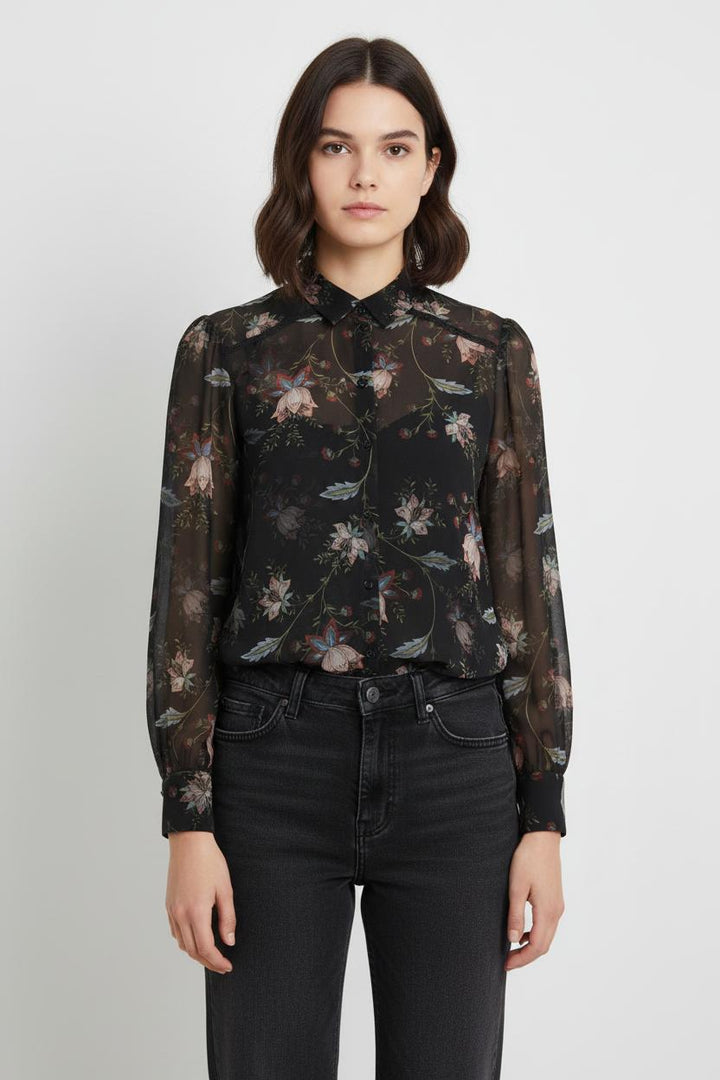 Blouse Noire à Fleurs - Taille XS/34 de la marque One Step | PARAD101441 - Vendu par Paradigme - Image 1