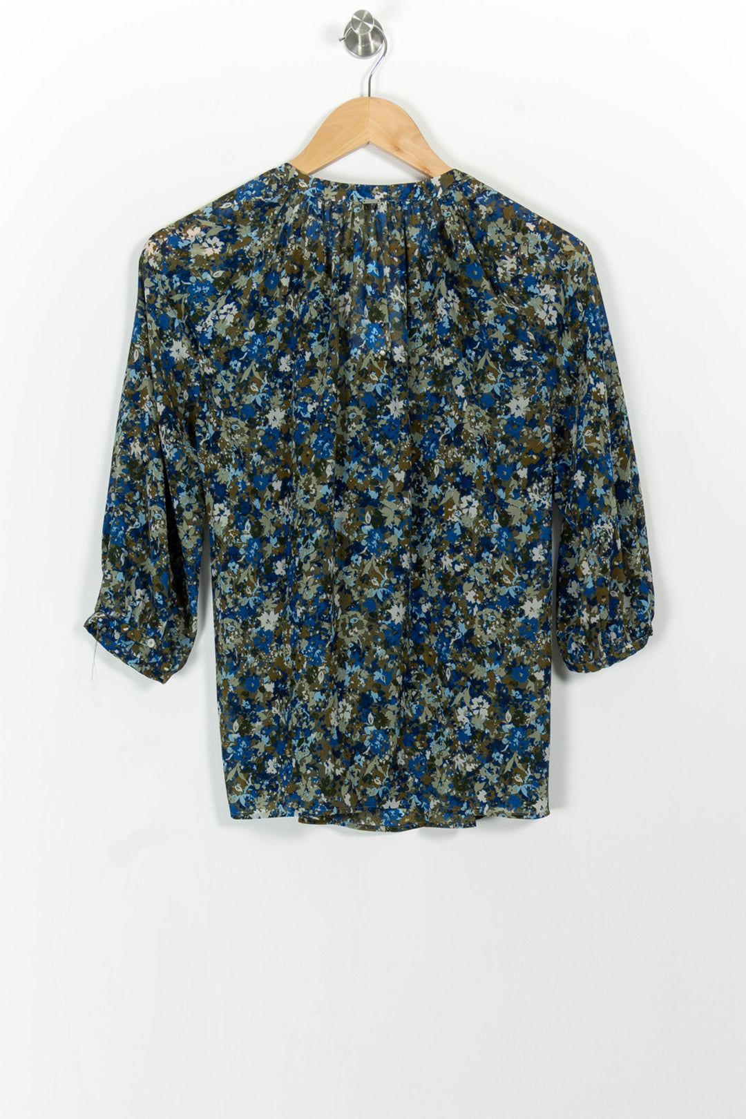 Blouse Fleurie Bleue et Verte - Taille XS/34 de la marque IKKS | PARAD101443 - Vendu par Paradigme - Image 4
