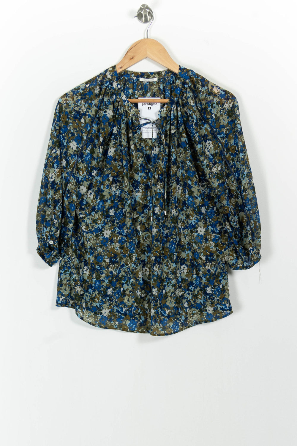 Blouse Fleurie Bleue et Verte - Taille XS/34 de la marque IKKS | PARAD101443 - Vendu par Paradigme - Image 2