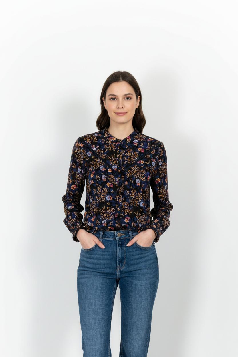 Blouse Bleue et Noire - Taille XS/34 de la marque One Step | PARAD101445 - Vendu par Paradigme - Image 1